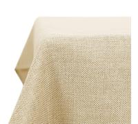 Deconovo Nappe Rectangulaire 130x220cm Imperméable Effet Lin pour Table Rectangle Salle à Manger Cuisine Mariage Fête, Beige