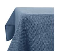 Deconovo Nappe Rectangulaire Anti Tache Effet Lin 130x280 cm, Imperméable Lavable, Nappe Extérieur pour Table Jardin, Salle à Manger, Cuisine, Mariage, Fête, Bleu
