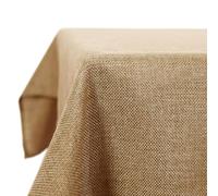 Deconovo Nappe Rectangulaire Anti Tache Effet Lin 132x229 cm, Imperméable Lavable, Nappe Extérieur pour Table Jardin, Salle à Manger, Cuisine, Mariage, Fête, Jaune Brique