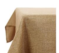 Deconovo Nappe Rectangulaire Anti Tache Effet Lin 140x240 cm, Imperméable Lavable, Nappe Extérieur pour Table Jardin, Salle à Manger, Cuisine, Mariage, Fête, Jaune Brique