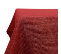Deconovo Nappe Rectangulaire 140x250cm Imperméable Effet Lin pour Table Rectangle Salle à Manger Cuisine Mariage Fête, Rouge foncé