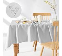 Deconovo Nappe Rectangulaire Anti Tache, Nappe Exterieur Impermeable, en Microfibre, pour Table de Salon, Gris Clair, 140x240 CM