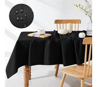 Deconovo Nappe Rectangulaire Anti Tache, Nappe Exterieur Impermeable, en Microfibre, pour Table de Salon, Noir, 130x130 CM