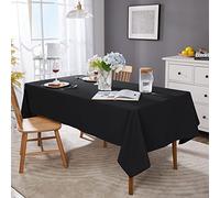 Deconovo Nappe Rectangulaire Anti Tache, Nappe Exterieur Impermeable, en Microfibre, pour Table de Salon, Noir, 137x200 CM