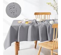Deconovo Nappe Rectangulaire Anti Tache, Nappe Exterieur Impermeable, pour Table de Salon, en Microfibre, Gris, 130x130 CM