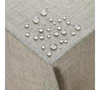 Deconovo Nappe Rectangulaire de Tables Effet Lin Grossier Anti-tâche Imperméable, Extérieur Nappe de Restaurant, 130×220 CM, Gris Clair