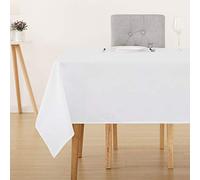 Deconovo Nappe Rectangulaire Déperlante Anti Tache Lavable Soft Blanc | 137x274 cm, 1 pièce, Nappe De Table Déperlante Soft, pour Table Exterieur, Jardin, Cuisine, Salle à Manger et Pique Nique