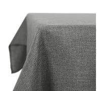 Deconovo Nappe Rectangulaire Effet Lin Déperlante Anti Tache Gris Foncé | 140x250 cm, 1 pièce, Nappe De Table Lavable, Tissu Aspect Lin, Décoration, Anti Tache, pour Table Exterieur et Pique Nique