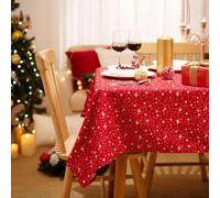 Deconovo Nappe Rectangulaire Nappe de Noël Rouge avec Motif Etoile 137x274cm Nappe Picnic