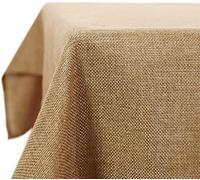 Deconovo Nappe Rectangulaire Tissu Effet Lin Déperlante Jaune Ocre | 130x130 cm, 1 pièce, Nappe Exterieur Anti Tache et Lavable, Décoration, pour Table, Jardin, Terrasse, Cuisine et Pique Nique