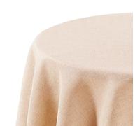 Deconovo Nappes de Table, Nappes Aspect Lin Lavables, Nappe Ronde, 140 CM， Jaune Clair, 1 pièce