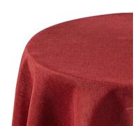 Deconovo Nappes de Table, Nappes Aspect Lin Lavables, Nappe Ronde, 140 CM， Rouge, 1 pièce
