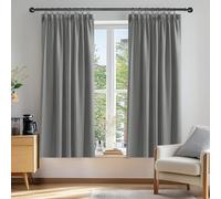 Deconovo Paire de Rideaux occultants plissés et Passants 168×138 Gris Clair