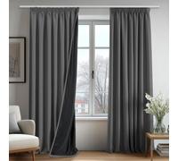 Deconovo Rideau 100% occultant， Opaques à œillets, Rideaux isolants Thermiques pour Salon, Design Moderne Galon Fronceur, 140x145 CM（Largeur x Hauteur, Gris Clair, Lot de 2