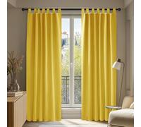 Deconovo Rideau occultant avec Passants, 2 Pièces, Rideaux Protection Solaire pour Chambre à Coucher, Fenêtre, Dentelle et Prêt, 140x290 cm (L x H), Jaune Citron