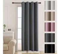 Deconovo Rideau Occultant de Fenêtre à Oeillets 140x260cm Lourd Solide Isolant Thermique Gris Clair Gris