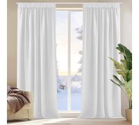 Deconovo Rideau Occultant Galon Fronceur pour Salon Chambre Blanc Pâle Gris | 2 Panneaux , L140 x H180 cm , Tissu isolant pour réduire la lumière, préserver l’intimité et améliorer le confort intérieur