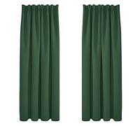 Deconovo Rideau Occultant Galon Fronceur pour Salon Chambre Vert Sapin