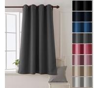 Deconovo Rideaux Occultants Isolant Thermique Anti Froid, 132X138 CM (Largeur X Hauteur), Rideaux pour Salon et Chambre, Design Moderne à Oeillets, Gris Foncé, 1Pièces