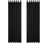 Deconovo Rideau Occultant Isolant Thermique à Passants pour Fenêtre Noir | Lot de 2, L140 X H245 cm, Rideau Thermique Anti Chaleur, Décoration Chambre Moderne, Adapté au Salon et à la Maison