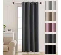 Deconovo Rideau Occultant Solide Lourds à Oeillets 140cm x 260cm Isolant Thermique Gris Foncé Gris
