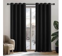 Deconovo Rideau Occultant Thermiques Anti Froid, Double Rideau Isolant Anti-Bruit, Économie d'Énergie, 132x183 CM Noir, 2 Pièces