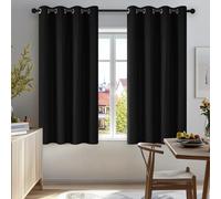 Deconovo Rideau Occultant Thermiques Anti Froid, Double Rideau Isolant Anti-Bruit, Économie d'Énergie, Idéal pour Chambre et Salon, 132x138 CM (Largeur x Hauteur), Noir, 2 Pièces