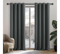 Deconovo Rideau Occultant Thermiques Anti Froid, Double Rideau Isolant Anti-Bruit, Économie d'Énergie, Idéal pour Chambre et Salon, 132x183 CM (Largeur x Hauteur), Gris Foncé, 2 Pièces