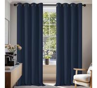 Deconovo Rideau Occultant Thermiques Anti Froid, Double Rideau Isolant Anti-Bruit, Économie d'Énergie, Idéal pour Chambre et Salon, 132x214 CM (Largeur x Hauteur), Bleu Marine, 2 Pièces
