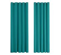 Deconovo Rideau Occultant Thermiques Anti Froid, Double Rideau Isolant Anti-Bruit, Économie d'Énergie, Idéal pour Chambre et Salon, 168x229 CM (Largeur x Hauteur), Turquoise, 2 Pièces