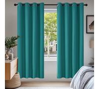Deconovo Rideau Occultant Thermiques Anti Froid, Double Rideau Isolant Anti-Bruit, Économie d'Énergie, Idéal pour Chambre et Salon, 140x175 CM (Largeur x Hauteur), Turquoise, 2 Pièces