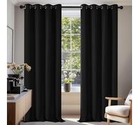 Deconovo Rideau Occultant Thermiques Anti Froid, Double Rideau Isolant Anti-Bruit, Économie d'Énergie, Idéal pour Chambre et Salon, 132X214 CM (Largeur X Hauteur), Noir, 2 Pièces