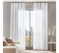 Deconovo Rideau Voilage Transparent Blanc à Oeillets L140 x H175cm | 2 Pièces Rideaux Transparents Élégants pour Fenêtre, Draperies Intérieurs pour Chambre, Salon Moderne et Décoration Maison