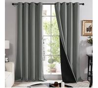 Deconovo Rideaux 100% Occultant à Oeillets Isolant Thermique Rideaux pour décorer Salon et Chambre 140×245 CM Gris Vert 2 Pièces