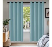 Deconovo Rideaux Occultant Isolant Thermique Anti Froid, Design Moderne à Oeillets, Rideaux pour Salon et Chambre, 140x180 CM (Largeur x Hauteur), Bleu Ciel, 2 Pièces