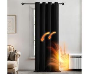 Deconovo Rideaux Occultants Isolant Thermique Anti Froid, 140X240 CM (Largeur X Hauteur), Design Moderne à Oeillets, Rideaux pour Chambre Gar?on, Halloween Noir, 1Pièces