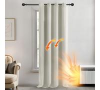 Deconovo Rideaux Occultants Isolant Thermique Anti Froid, 140x260 CM (Largeur x Hauteur), Rideaux pour Salon et Chambre, Design Moderne à Oeillets, Beige, 1Pièces