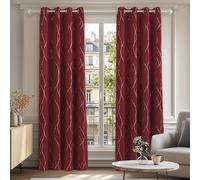 Deconovo Rideaux Occultants Isolant Thermique Anti Froid, Design Moderne à Oeillet, Rideaux pour Chambre Fille, 140x245 CM (Largeur x Hauteur), No?l Rouge, 2 Pièces