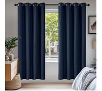 Deconovo Rideaux Occultants Isolant Thermique Anti Froid, Design Moderne à Oeillets,140x260 CM Bleu Marine, 2 Pièces