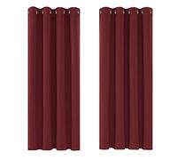 Deconovo Rideaux Occultants Isolant Thermique Anti Froid, Design Moderne à Oeillets, Rideaux pour Chambre Fille, 117x138 CM (Largeur x Hauteur), Noël Rouge, 2 Pièces
