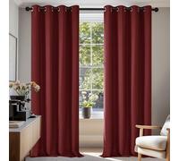Deconovo Rideaux Occultants Isolant Thermique Anti Froid, Design Moderne à Oeillets, Rideaux pour Chambre Fille, 140x280 CM (Largeur x Hauteur), No?l Rouge, 2 Pièces