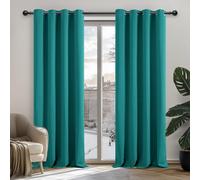 Deconovo Rideaux Occultants Isolant Thermique Anti Froid, Design Moderne à Oeillets, Rideaux pour Salon et Chambre, 140x180 CM (Largeur x Hauteur), Turquoise, 2 Pièces