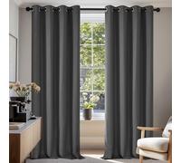 Deconovo Rideaux Occultants Isolant Thermique Anti Froid, Design Moderne à Oeillets, Rideaux pour Salon et Chambre, 140x300 CM (Largeur x Hauteur), Gris Foncé, 2 Pièces