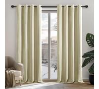 Deconovo Rideaux Occultants Isolant Thermique Anti Froid, Design Moderne à Oeillets, Rideaux pour Salon et Chambre, 140x260 CM (Largeur x Hauteur), Beige Foncé, 2 Pièces