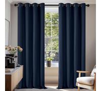Deconovo Rideaux Occultants Isolant Thermique Anti Froid, Design Moderne à Oeillets, Rideaux pour Salon et Chambre, 140x220 CM (Largeur x Hauteur), Bleu Marine, 2 Pièces