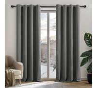 Deconovo Rideaux Occultants Isolant Thermique Anti Froid, Design Moderne à Oeillets, Rideaux pour Salon et Chambre, 140x180 CM (Largeur x Hauteur), Gris Clair, 2 Pièces