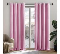 Deconovo Rideaux Occultants Isolant Thermique Anti Froid, Rideaux pour Chambre Fille, Design Moderne à Oeillets, 132x214 CM (Largeur x Hauteur), Rose, 2 Pièces