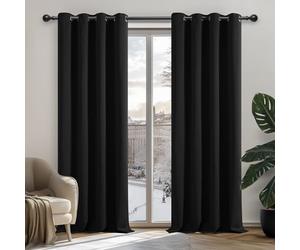Deconovo Rideaux Occultants Isolant Thermique Anti Froid, Rideaux pour Chambre Gar?on, Design Moderne à Oeillets, 135x240 CM (Largeur x Hauteur), Halloween Noir, 2 Pièces