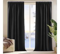 Deconovo Rideaux Occultants Isolant Thermique Anti Froid, Rideaux pour Salon et Chambre, Design Moderne Galon Fronceur, 140x245 CM (Largeur x Hauteur), Noir, 2 Pièces