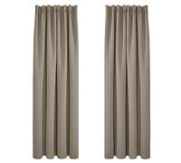 Deconovo Rideaux Occultants Isolant Thermique Anti Froid, Rideaux pour Salon et Chambre, Design Moderne Galon Fronceur, 140x245 CM (Largeur x Hauteur), Taupe, 2 Pièces